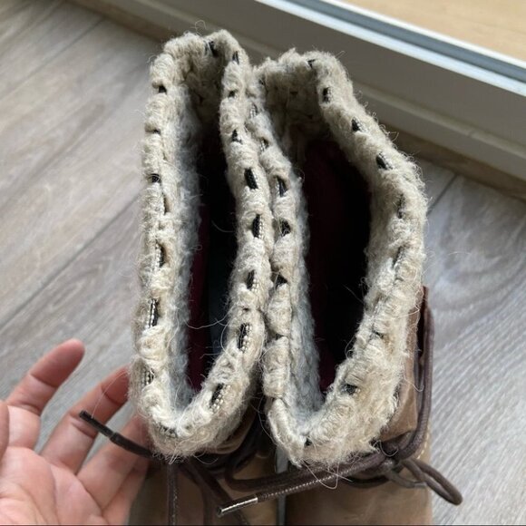 Vintage No Pulse Knit Cuff Lace Up Leather  Boots - Picture 8 of 14